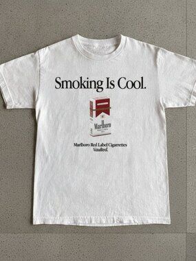 Vintage Smoking Is Cool Graphic T-Shirt Retro Statement Tee Classic White Unisex